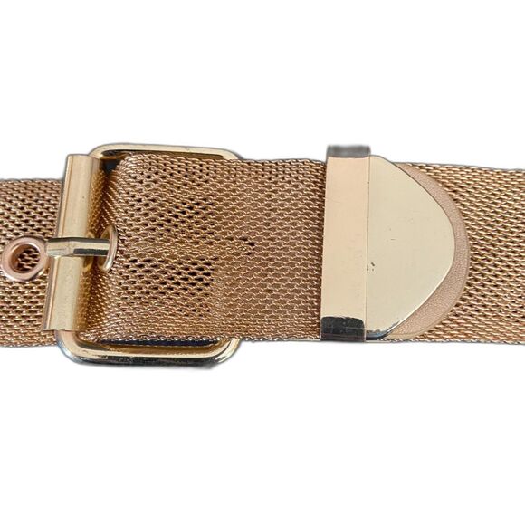 Exquisite Gold Tone Mesh Metal Waist Belt Adjustable XL 39-42” 1.5” Preowned - Picture 6 of 6